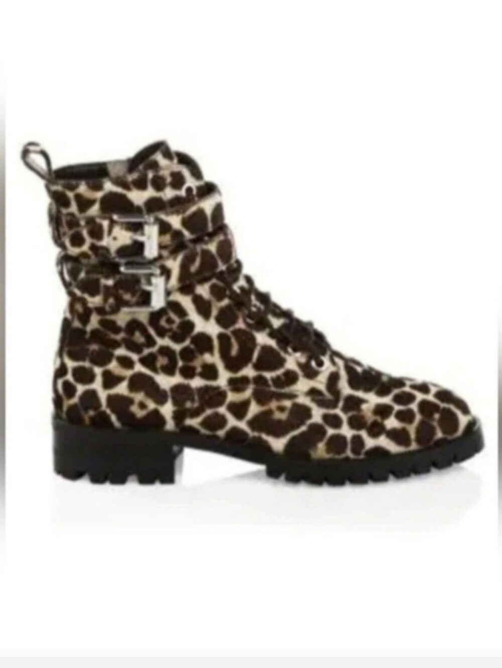 Rebecca Minkoff Jaiden Real Calf-Hair Leopard Print Combat Boot SZ 7M